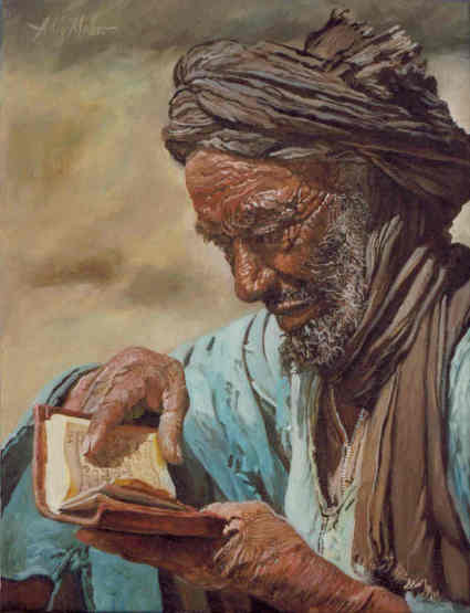 Sheikh Lisant Le Koran, 12inx16in oil on canvas...STOLEN